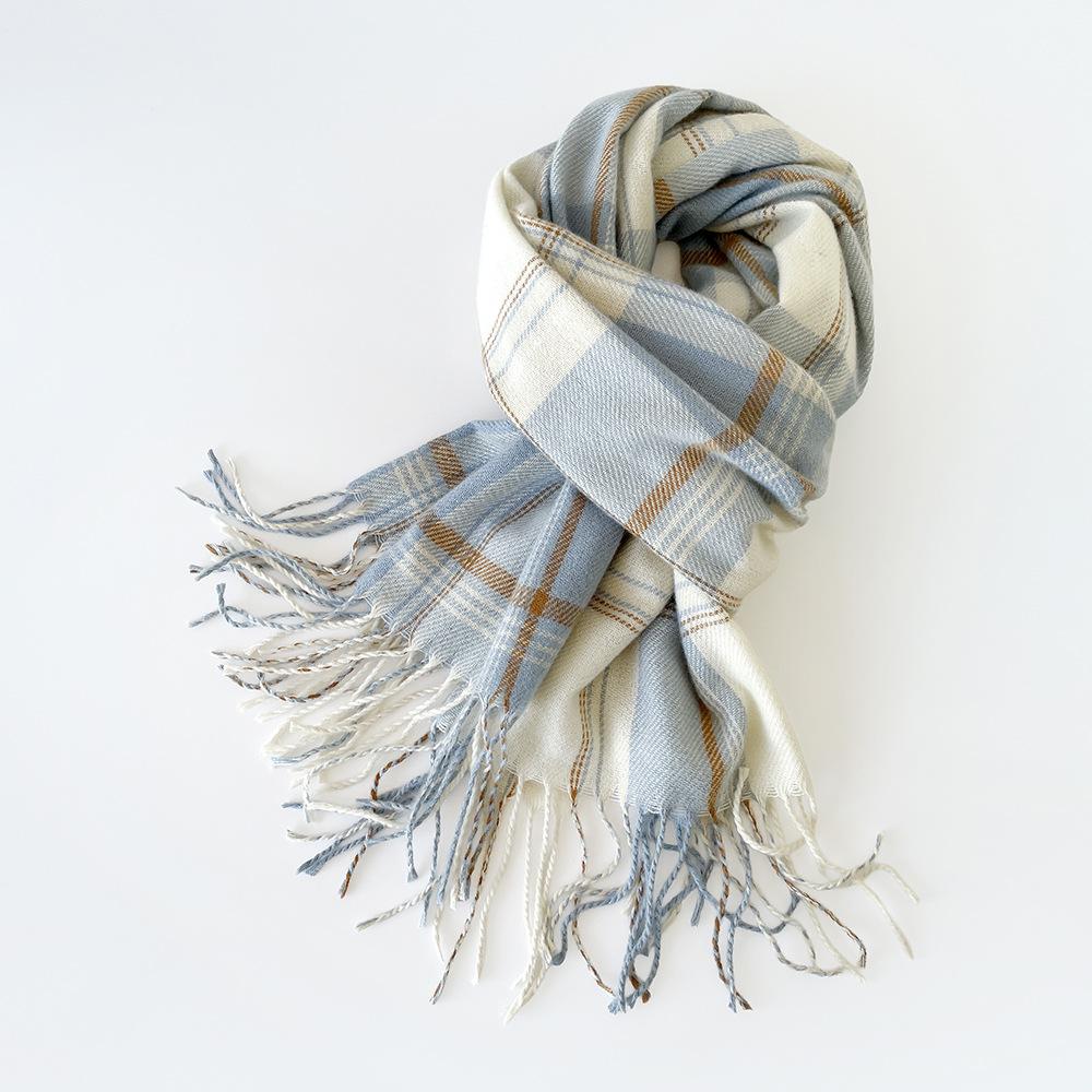 Plaid Scarf High-end Imitation Cashmere Scarf Female Autumn and Winter Tide Warm Student Couple Scarf Shawl
