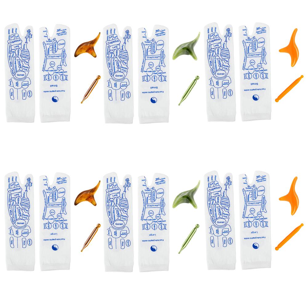 Носки для акупрессуры с массажным инструментом для массажа ног Носки для снятия усталости ног Английская иллюстрация Носки для точек на ногах