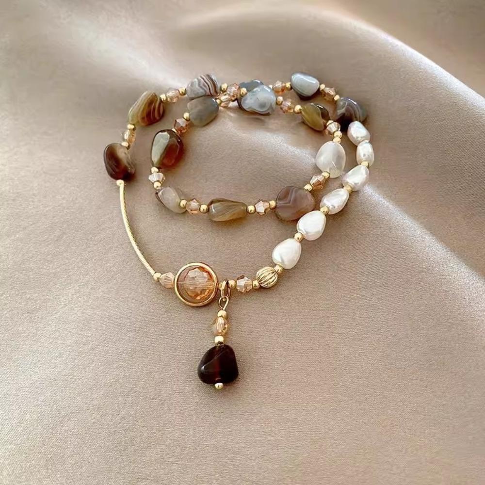 Stacking Double-Layer Pearl Bracelet Jewelry Bead String Bracelet Crystal Beaded Bracelet Gifts