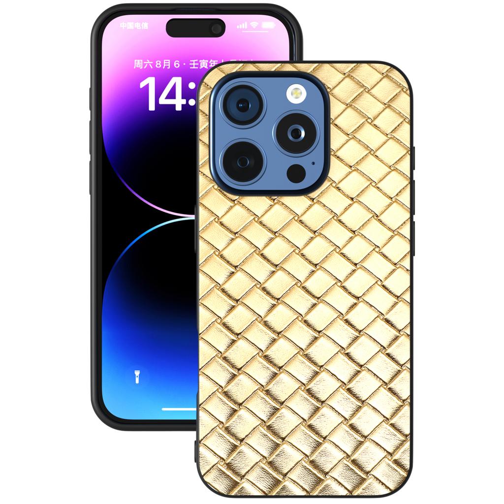Чехол для iPhone 16 Pro Max, тканевая текстура, покрытие из ПУ-кожи, ПК+ТПУ, чехол для мобильного телефона