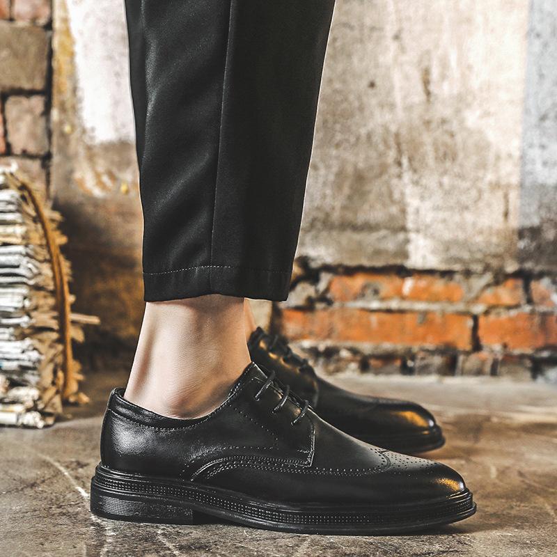 Резные мужские кожаные туфли на платформе, повседневные деловые мужские туфли, маленькие кожаные туфли для жениха, свадебные туфли для шафера 9628-J