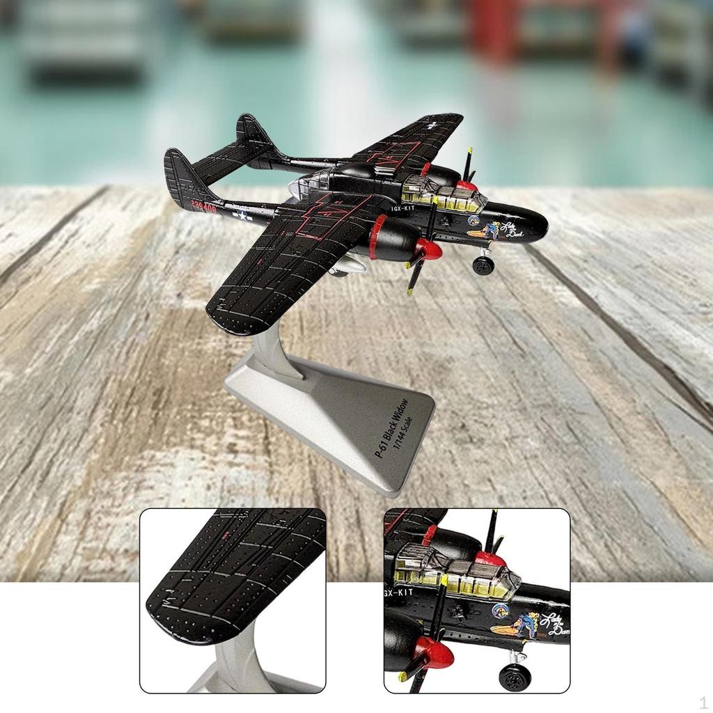 1/144 P-61B Fighter Model Airplane Display Souvenir, Collectible, Plane Figurine Desktop
