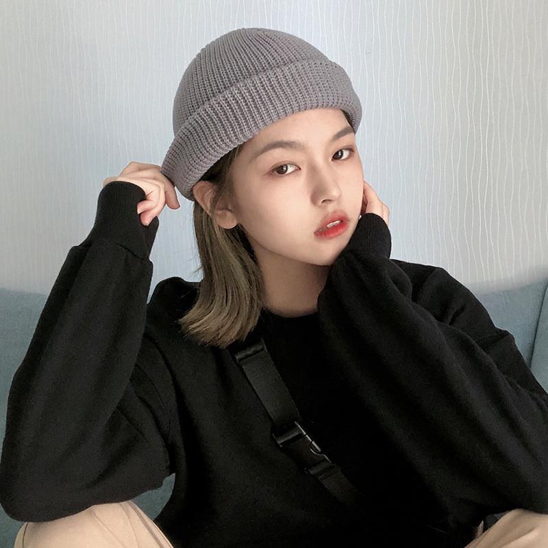 Унисекс Вязаная Шикарная Шапка Зимняя Мягкая Хлопковая Шапка Теплая Дизайн с Круглым Верхом