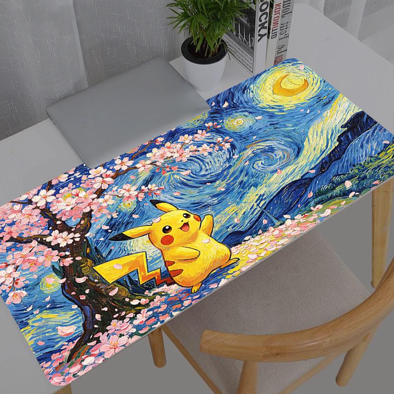 Large Mouse Pad Carpet Pokemon Pikachu Laptop New Pc Gamer Keyboard Mat XXL Mousepad Edge White Tassel Rubber Table Mat