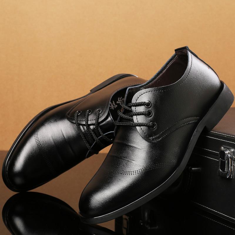 Мужские кожаные туфли на шнуровке в стиле business casual JZ-81650
