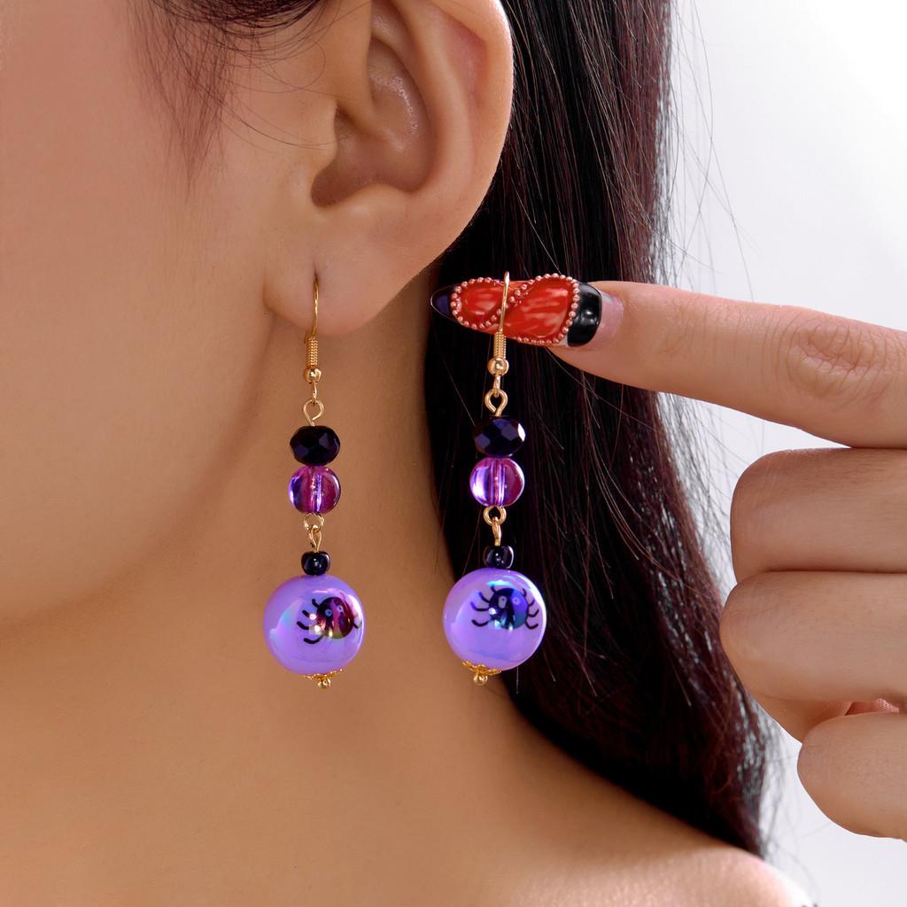 Halloween Costume Jewelry Alloy Earrings With Ghost And Spider Web Design For Men And Women