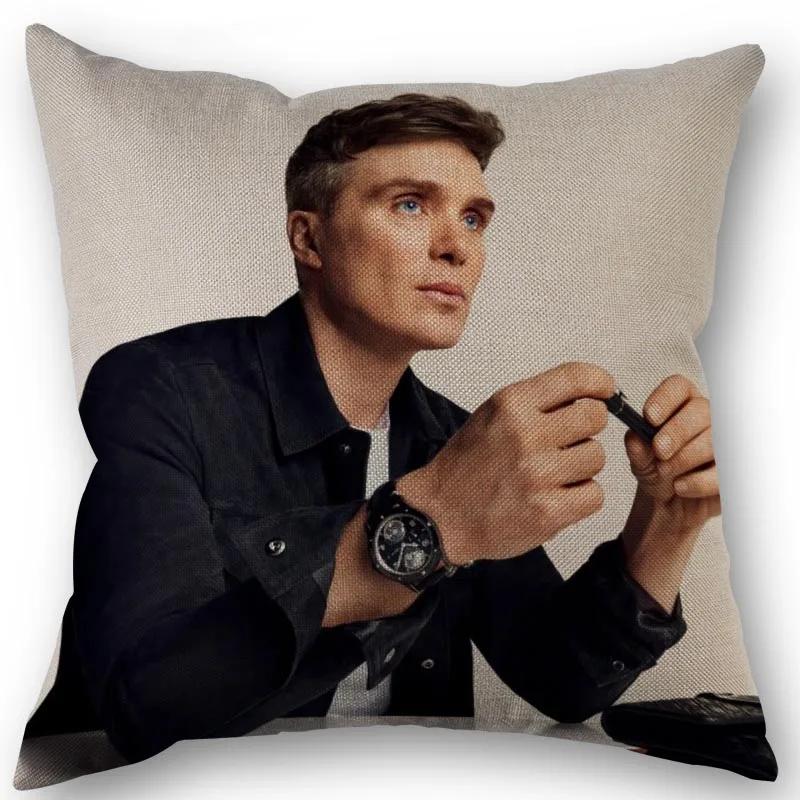 45X45Cm Pillow Cover Cillian Murphy Square Zipper Cotton Linen Pillow Cases Bedroom Home Wedding Decorative Pillowcase 1213