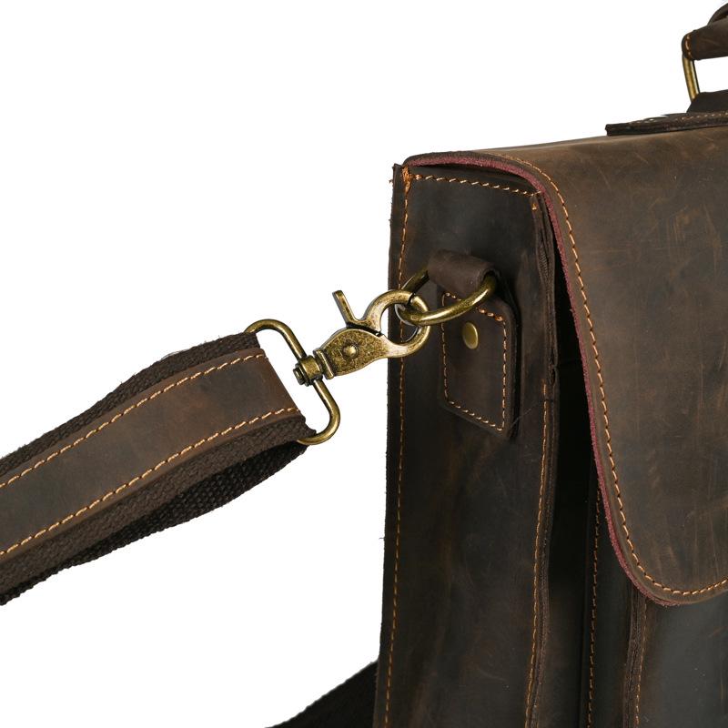 Винтажная мужская сумка через плечо из лошадиной кожи для ноутбука