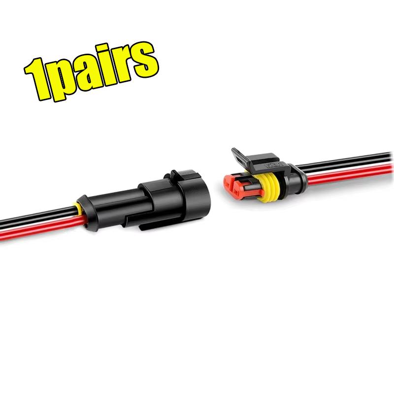 Waterproof Electrical Connectors Plug for Car Motorcycle Scooter Marine with Automotive Male Female Wire Tool 2-Pin Way 16 AWG