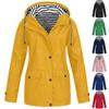 Waterproof Women Raincoat Solid Hooded Outdoor Windproof Rain Jacket Plus Size