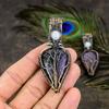 Russian Charoite, Moonstone Copper Wire Wrap Jewelry Pendant 2.76" I2f42