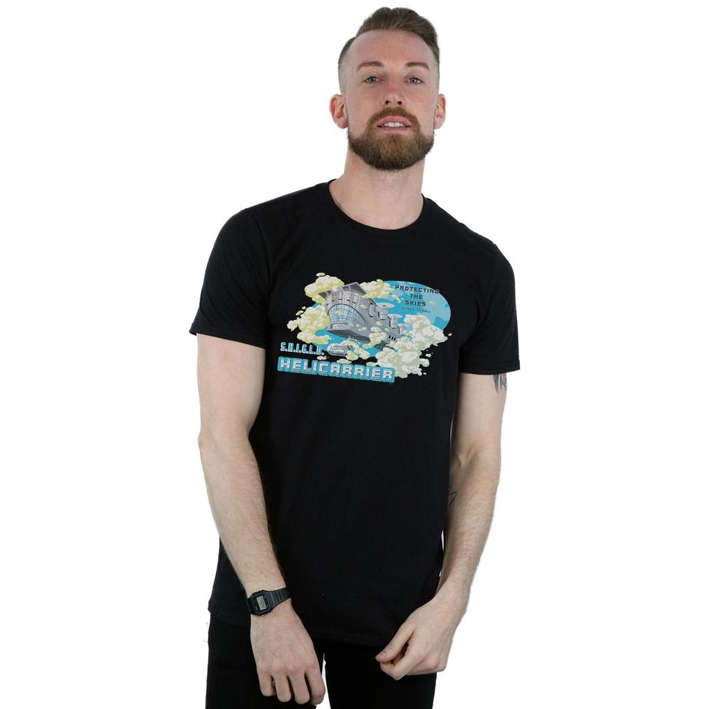 Marvel Mens S.H.I.E.L.D. Hellicarrier Protecting The Skies T-Shirt
