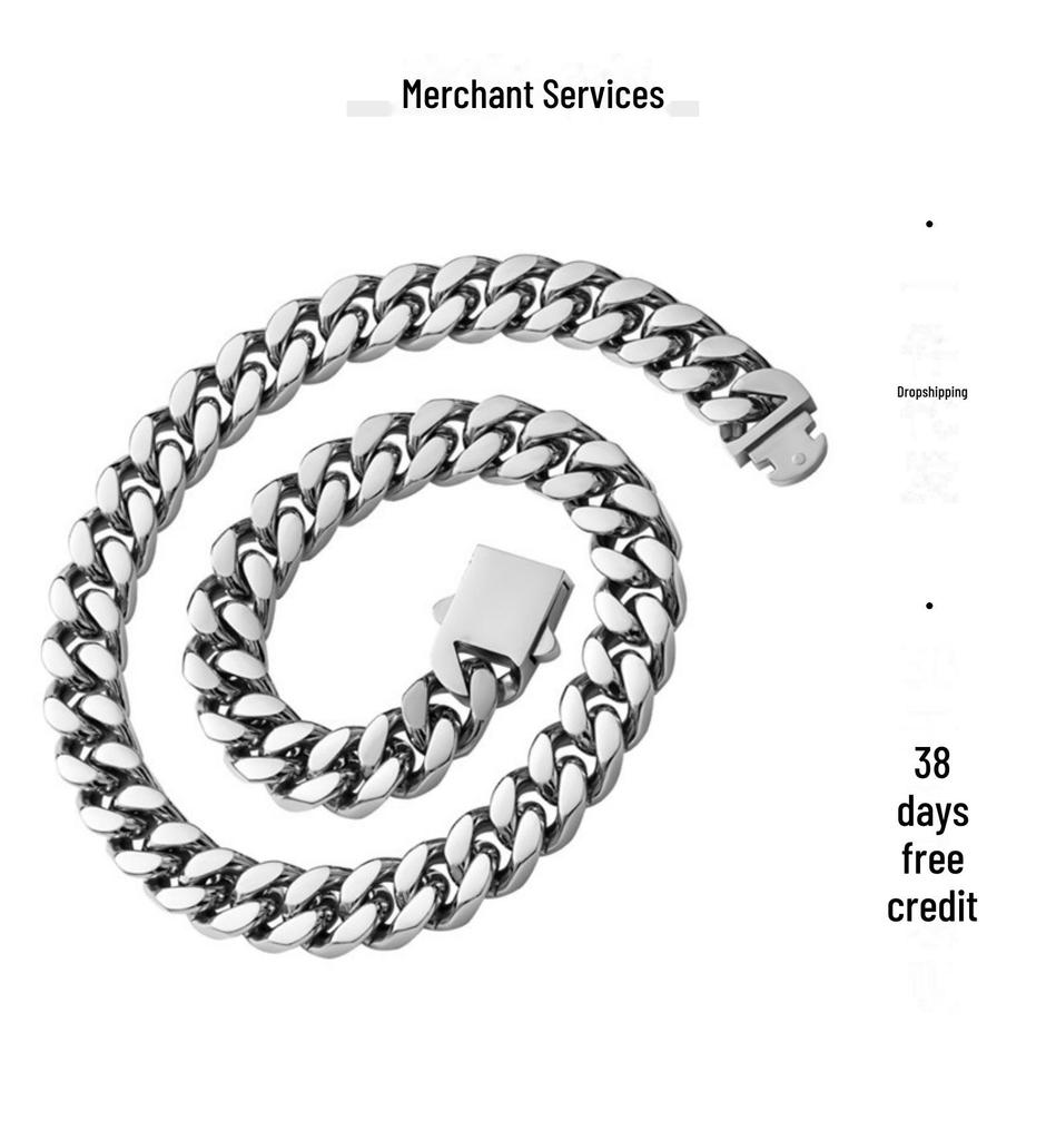 Высококачественное кубинское ожерелье из титановой стали с квадратной пряжкой – украшения в стиле хип-хоп унисекс