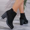 Women Platform Boots Women's Ankle Boots Autumn Elegant Faux Suede Elegant Concise Solid Colors High Heel Ankle Boots