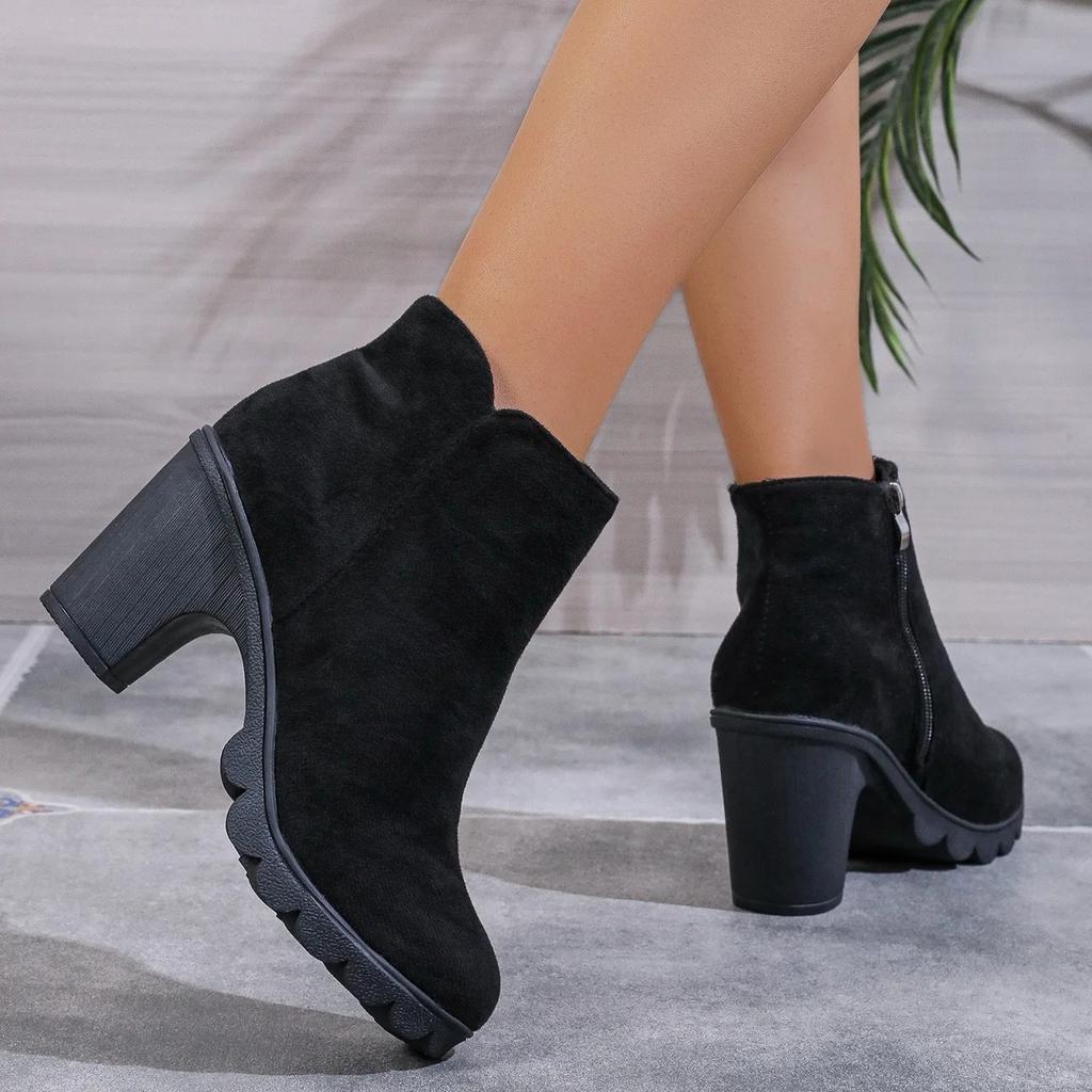 Women Platform Boots Women's Ankle Boots Autumn Elegant Faux Suede Elegant Concise Solid Colors High Heel Ankle Boots
