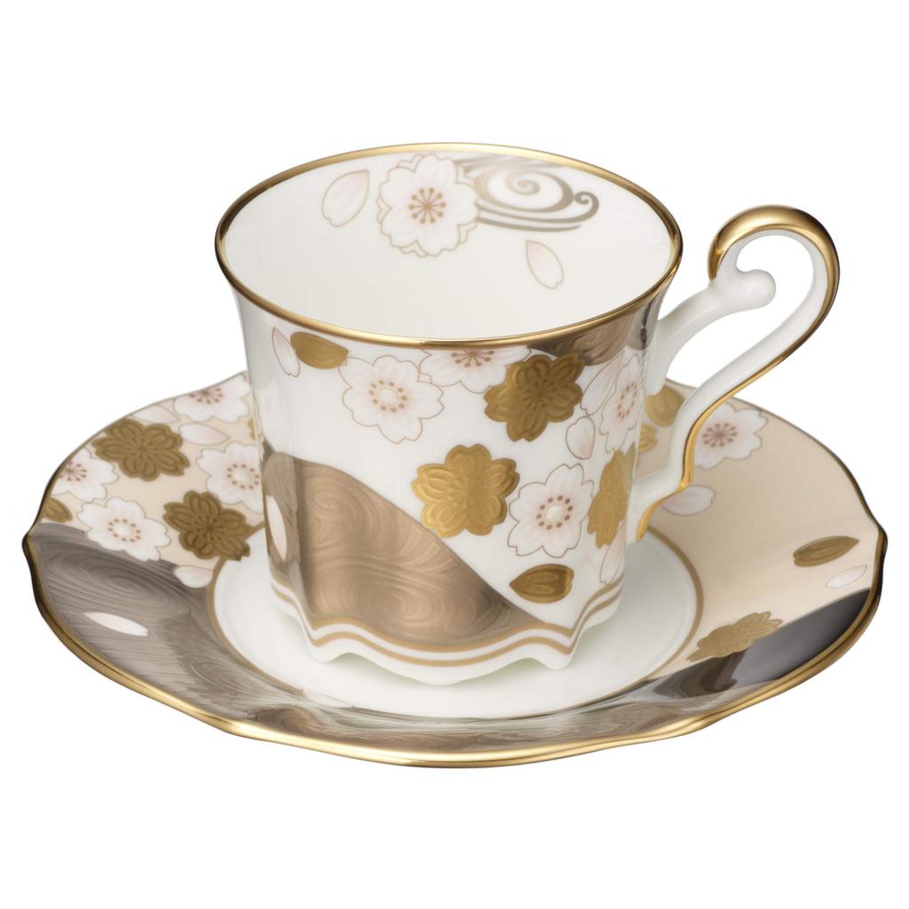 Блюдце для кофейной чашки Noritake 200 куб. см Aya Minamo Sakura, костяной фарфор золотого и серебряного цвета, T52506/4939