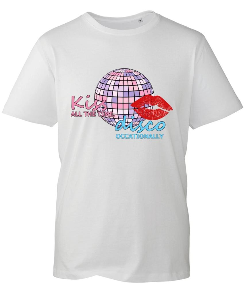 Kiss All The Time Disco Occasionally Retro Disco Tshirt Pure Cotton Couple Summer Streetwear Shirt oversized t shirt y2k top