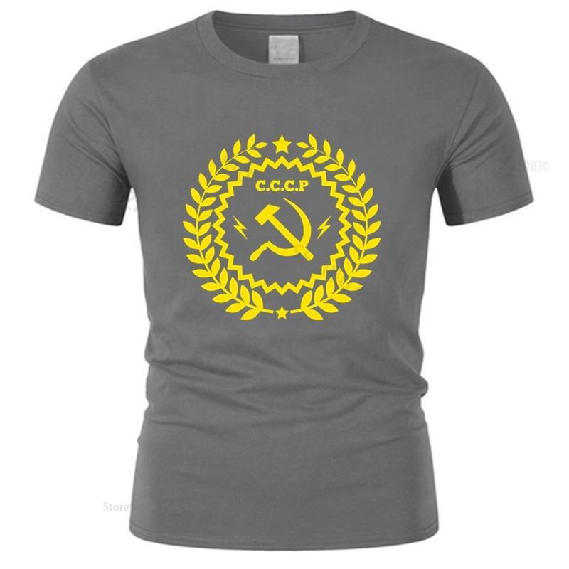 Tshirt Unisex summer top tees Soviet Union USSR Communist Tshirts Unisex Russia Cotton CCCP Emblem Badge unisex tshirt