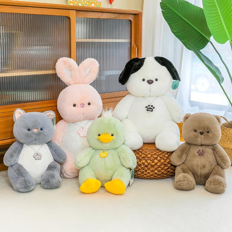 Animal Cartoon Stuffed Plush Toys Rabbit Bear Duck White Dog Cat Doll Gifts
