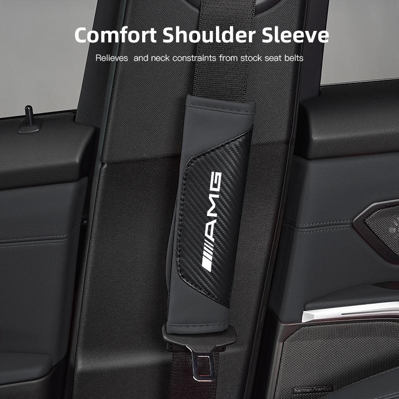 PIG4 Car Belt Shoulder Pads Leather Safety Belt Cover Auto Interior Keychain For Mercedes Benz AMG Smart Fortwo 451 450 453 EQ Forfo