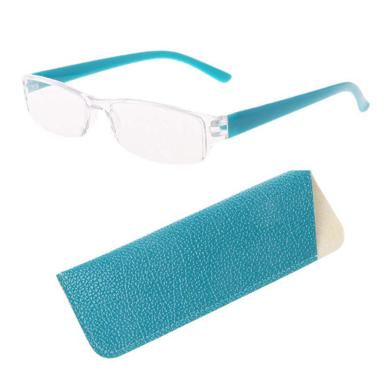 Очки Прямоугольные Очки Для Чтения Без Оправы Прозрачные Линзы В Кожаном Чехле Диоптрии Легкие Унисекс Тонкие