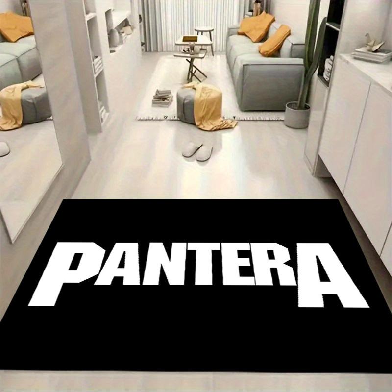 Pantera White Letter Black Background Print Area Rug Heavy Metal Rock Non Slip Living Room Floor Mat Music Fan Home Decor Rug
