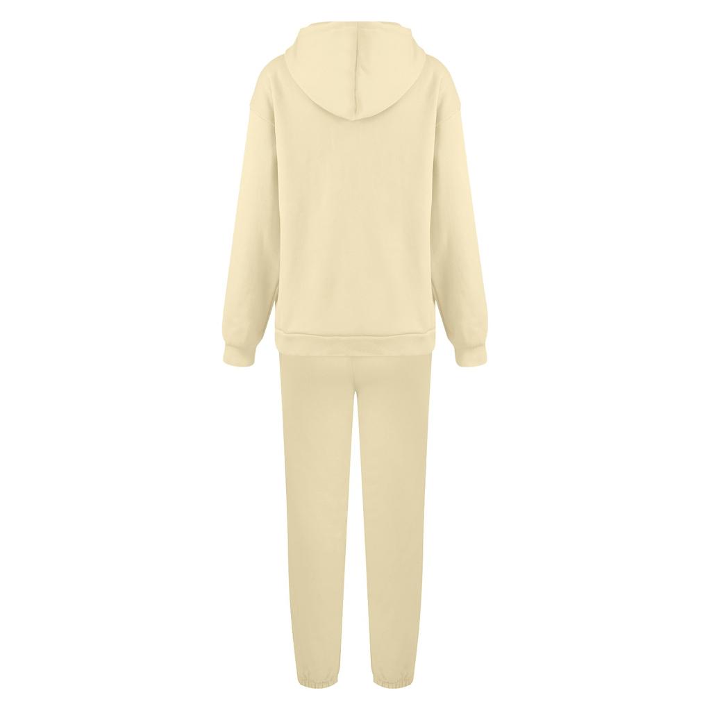 Женский осенне-зимний пуловер на молнии с длинными рукавами, однотонная толстовка, спортивный комплект из двух предметов