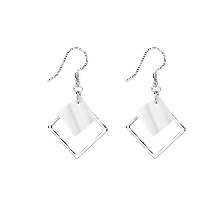 Square Shell Earrings, Women's Earrings, Cool Temperament, Wind Ear Hooks, Internet Famous, Versatile and Fashionable Earrings
