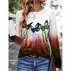Fashion Women's Pullover Floral /Butterfly Graphic Casual Streetwear O-Neck Basic Long Sleeve Tee Tops Micro-Elastic Sweatshirt