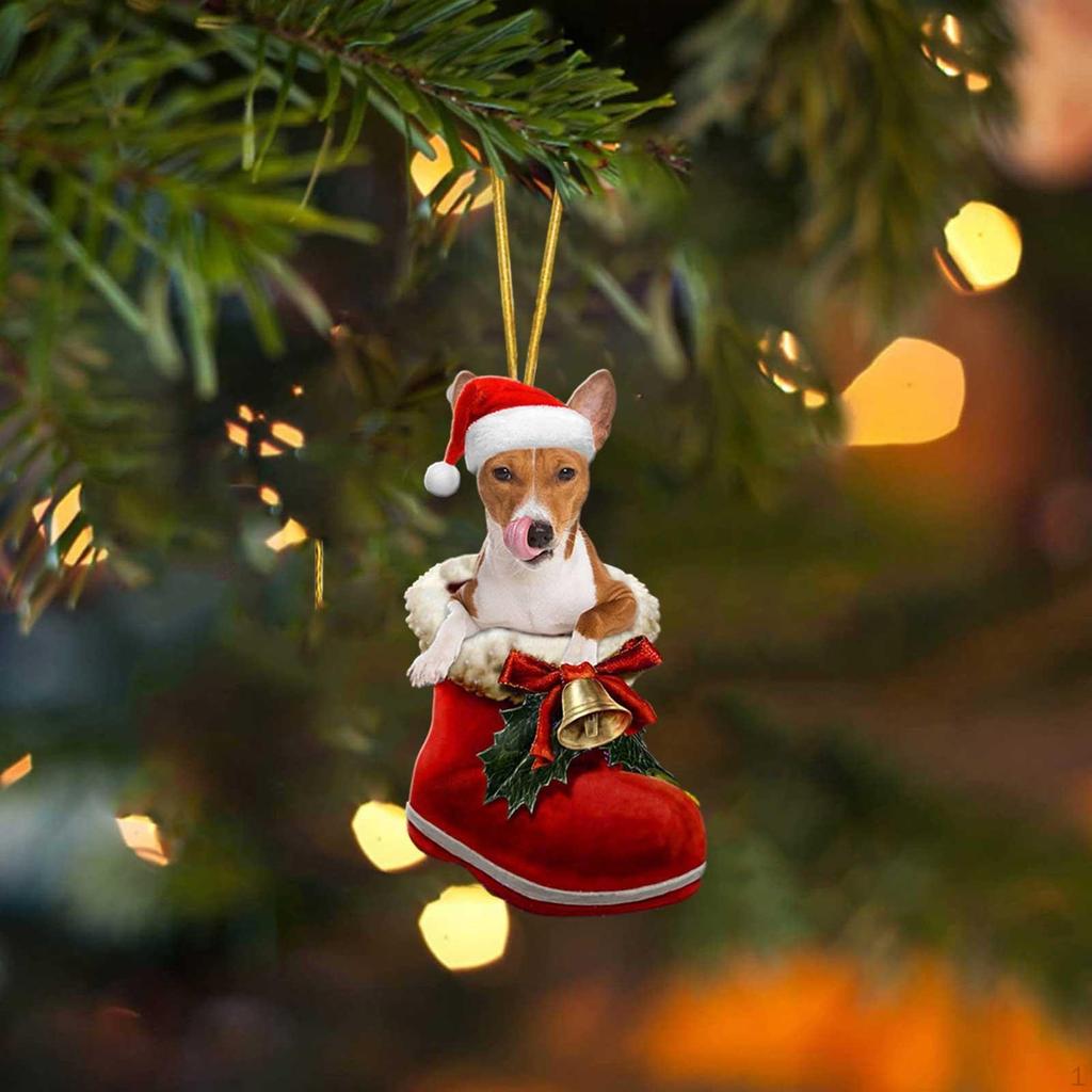 Dog Christmas Hanging Ornament Animal Pendant Crafts Xmas Tree Decoration for Festival