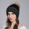 Женская зимняя шапка из меха енота, вязаная теплая шерстяная шапка из кроличьей шерсти