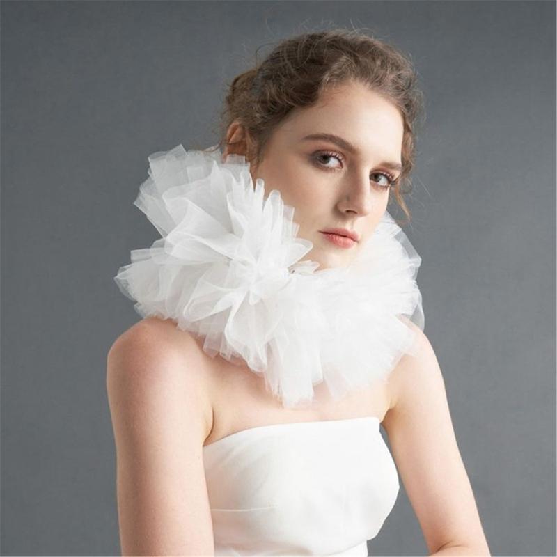 Стильный пышный дизайн, многослойная сетка, съемный искусственный воротник, косплей, клоунский чокер на шею, жабо для модных женщин