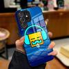 Чехол для телефона Game G-Geometry Dash для Samsung A25 A13 A33 5G A54 A36 A35 A56 A52 A14 Ударопрочный стеклянный чехол