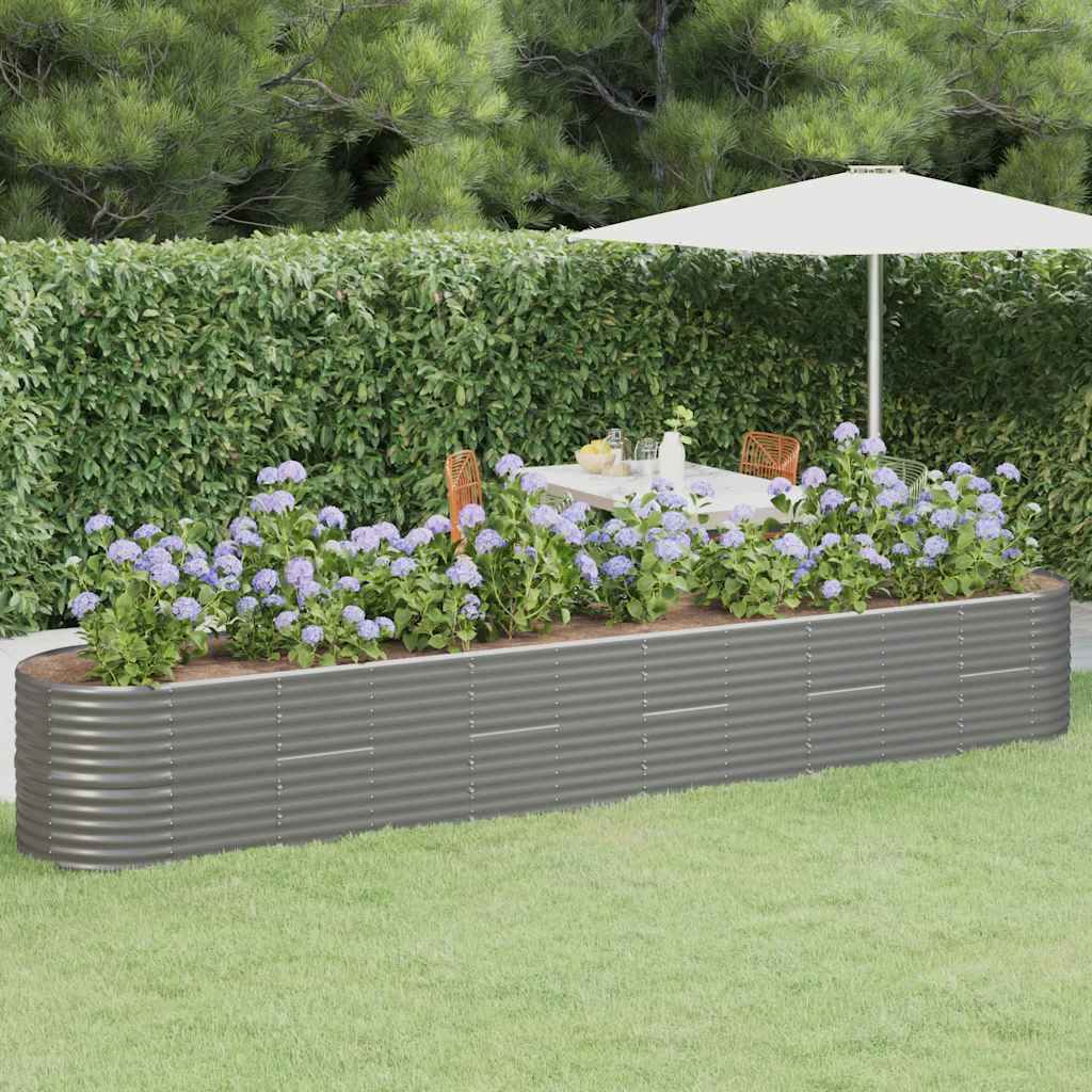 Raised Garden Bed Galvanized Steel 440 x 80 x 68 cm Gray