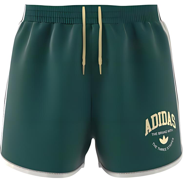 adidas Оригинальные повседневные шорты с логотипом и эластичным поясом средней посадки, женские плавки зеленого цвета JI7466