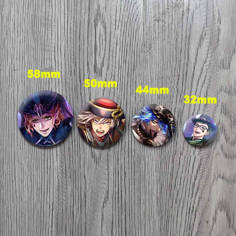 Anime Game Twisted Wonderland Soft Button Pins Tinplate Round Brooch Cartoon Badge Backpack Jacket Accessories Gifts for Friends