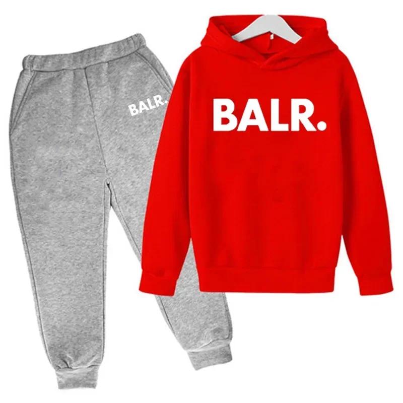 Бренд Balr Детский спортивный костюм Мальчики Девочки Толстовка Брюки 2-piece Suit Весна Осень Детские Наборы с капюшоном Модные Повседневные Худи