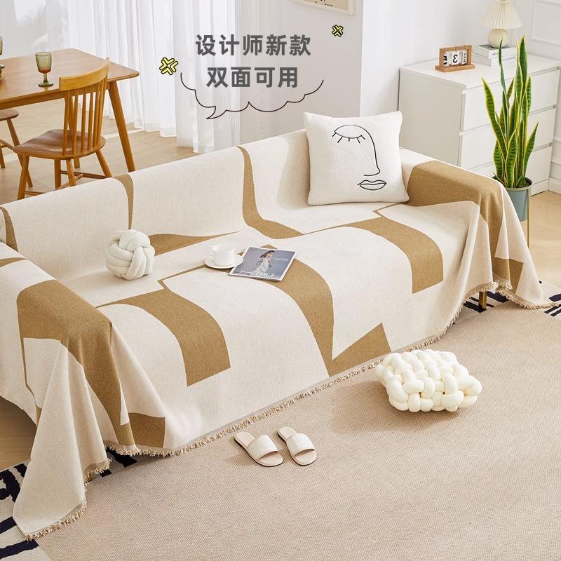 Двусторонний чехол для дивана из шенилла, чехол для дивана в простом стиле с кисточками, полотенце для гостиной, большое одеяло