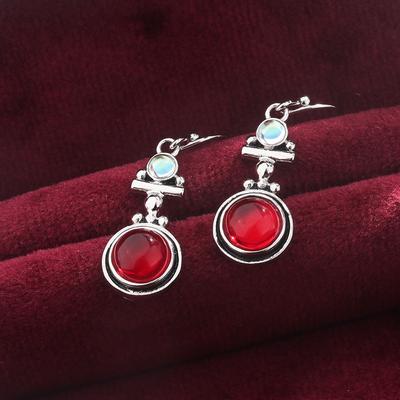 Винтажные серьги для женщин Подарок на годовщину с красным цирконием Ювелирные изделия Премиум Серьги Серьги Модные ювелирные изделия