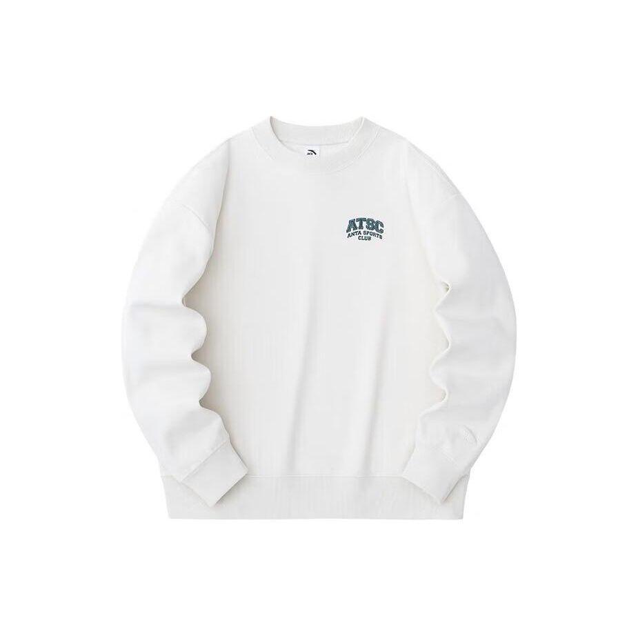 Anta Женская толстовка Lifestyle Series из однотонного флиса с длинным рукавом и круглым вырезом, цвет Lotus-White 162348704-2