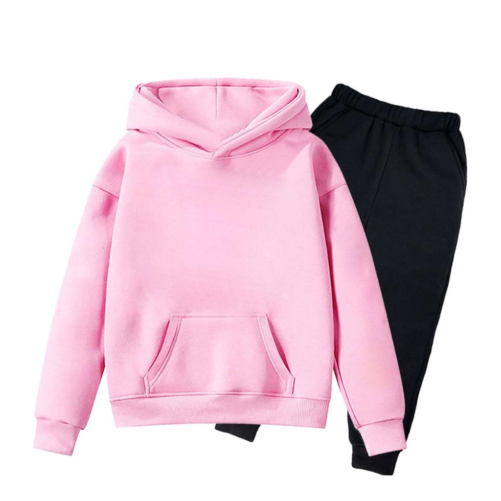 Children's Solid Color Sweatshirt Set (pants + Top)