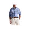 Рубашка мужская Polo Ralph Lauren в клетку оксфорд с длинным рукавом и вышивкой логотипа, синяя 710966428-002