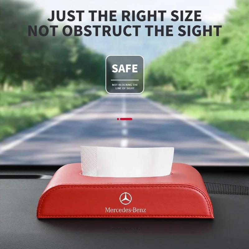 CFB1 Car Tissue Box Leather Napkin Papers Storage Organizer For Mercedes Benz AMG W206 W204 W205 W212 W213 W221 W222 W223 W251 W464