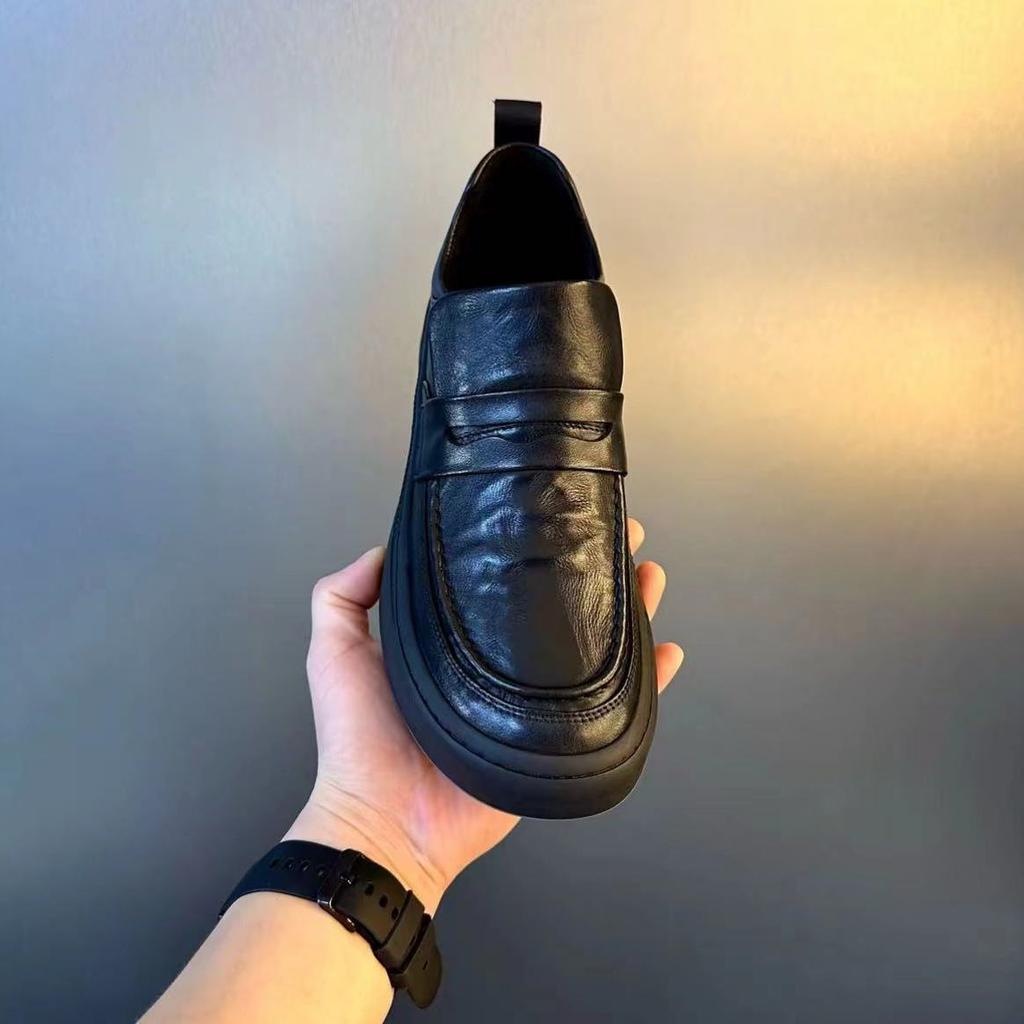 Универсальная мужская обувь из мягкой кожи, обувь Doudou 2024, мужская новая деловая обувь для отдыха, мягкие кожаные педали с круглой головкой и кожаной поверхностью, модная обувь