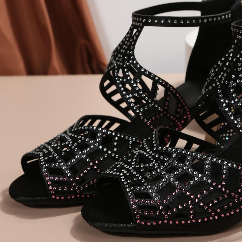 Женские сандалии на блочном каблуке со стразами, женские туфли на высоком каблуке на молнии, сексуальная женская обувь, высокое качество, сандалии женские лето 2025