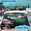 Custom Name Peacock Flowers Romance Bedding Set 3pcs, Bedding Set Including 1pc Duvet Cover And 2pcs Pillowcases for Bedroom, Dormitory Gift