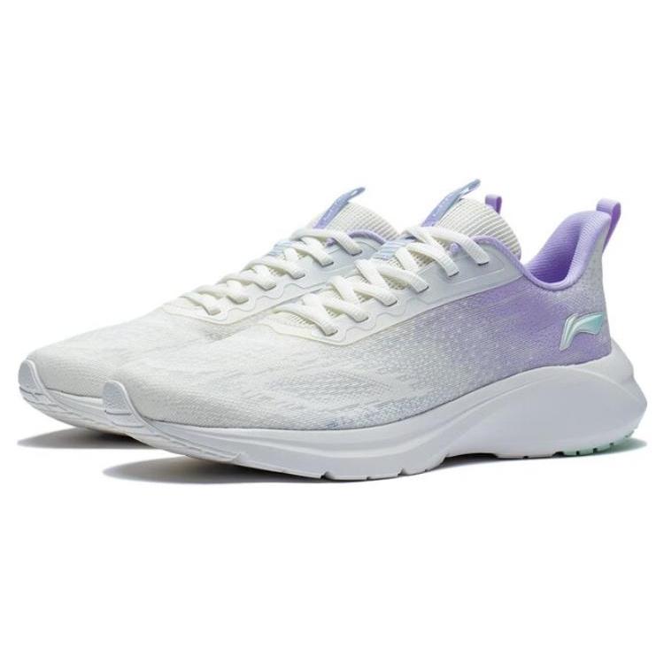 Li Ning YunQue Нескользящие Амортизирующие Износостойкие Низкие Беговые Кроссовки Женские Бело-Фиолетовые ARST026-2