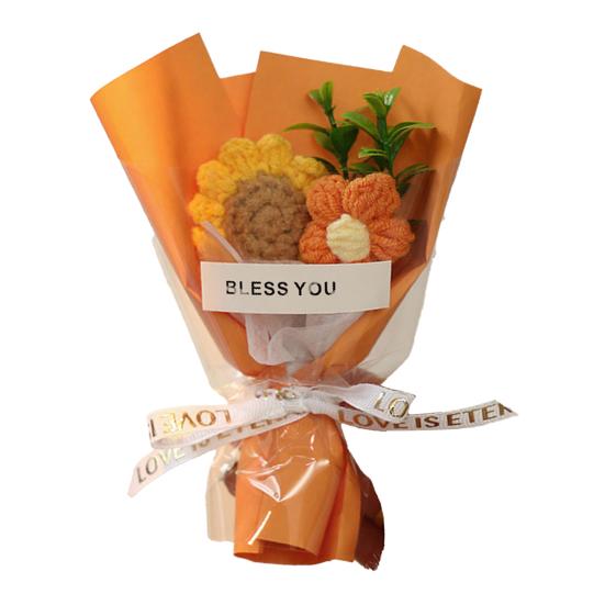 Вязаный крючком букет цветов Ручной работы Вязаный мини-букет Искусственный Пушистый цветок Подарок для мамы жены на День рождения Юбилей