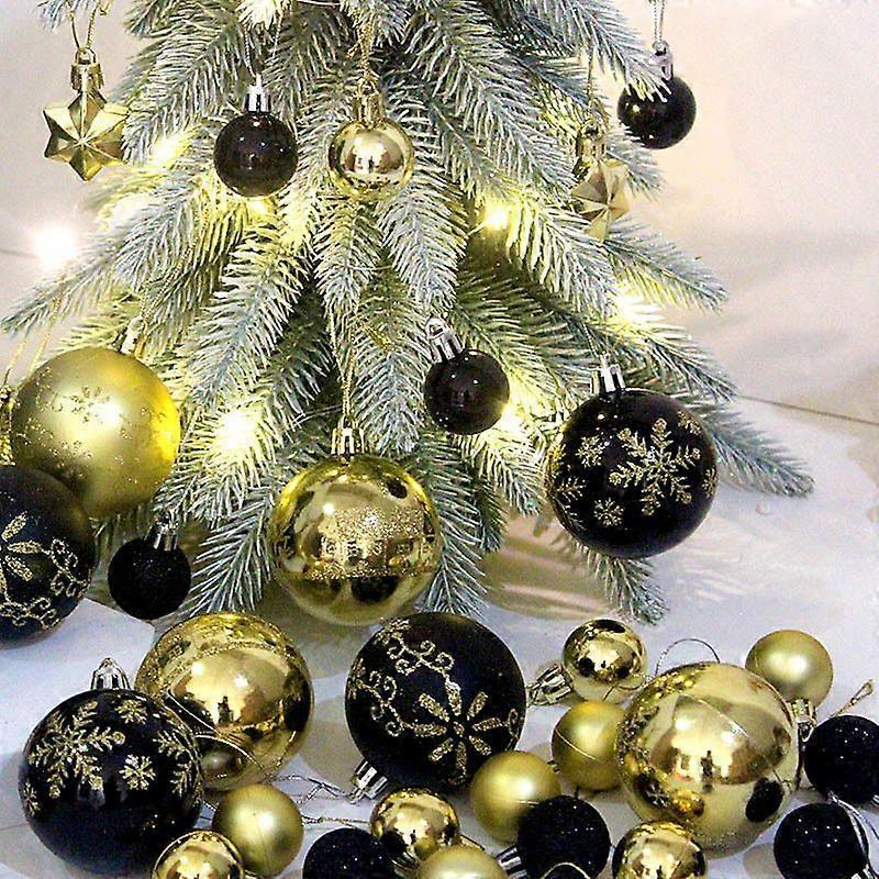 New 44-piece paper box (red and green) New Christmas balls 44 pieces painted special-shaped paper box 3-6cm set Christmas decorations electroplated