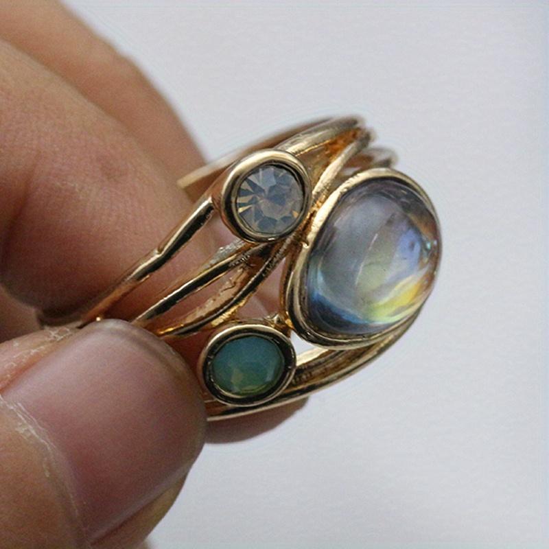 Винтажное широкое кольцо с инкрустацией сапфиром, повседневная одежда, изысканный аксессуар для вечеринки, классические украшения для женщин, разные размеры на выбор